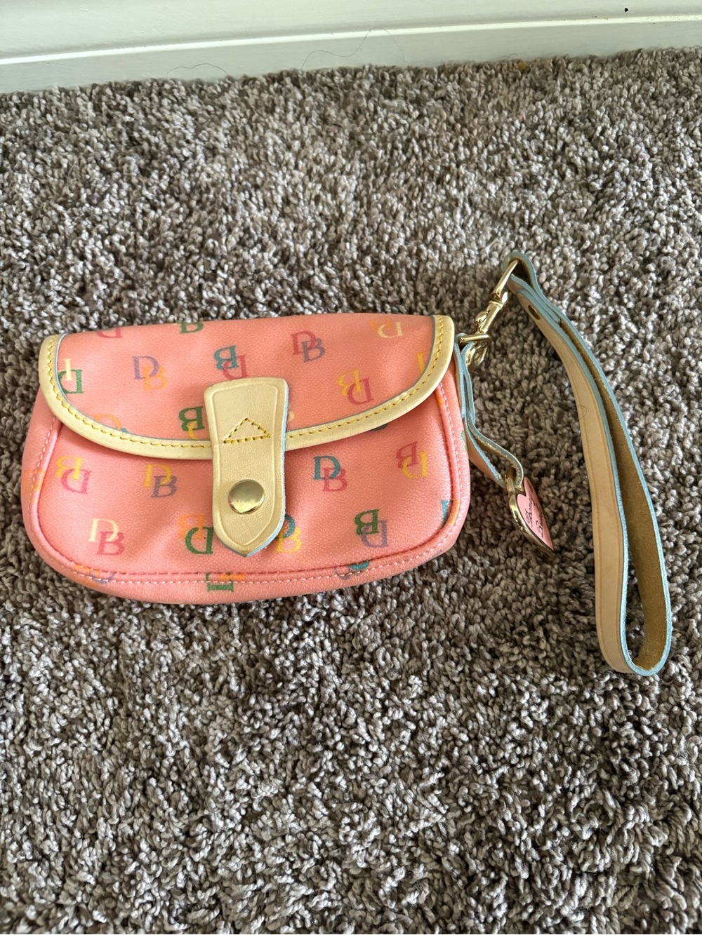 Dooney & Bourke Coral Multicolor Logo Wristlet